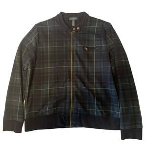 LRL Ralph Lauren Bomber Full Zip Jacket Womens XL sweatshirt plaid green navy
